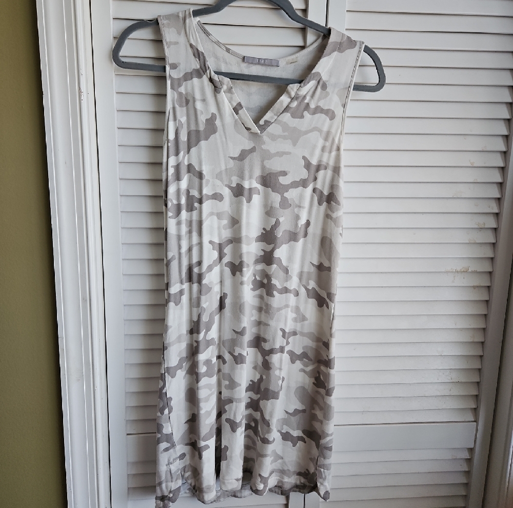 Tart Camouflage Sleeveless Dress - Gray and Cream